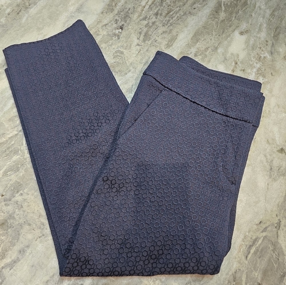 LOFT Marisa Fit Navy Textured Jacquard Ankle Pants Women’s Size 6